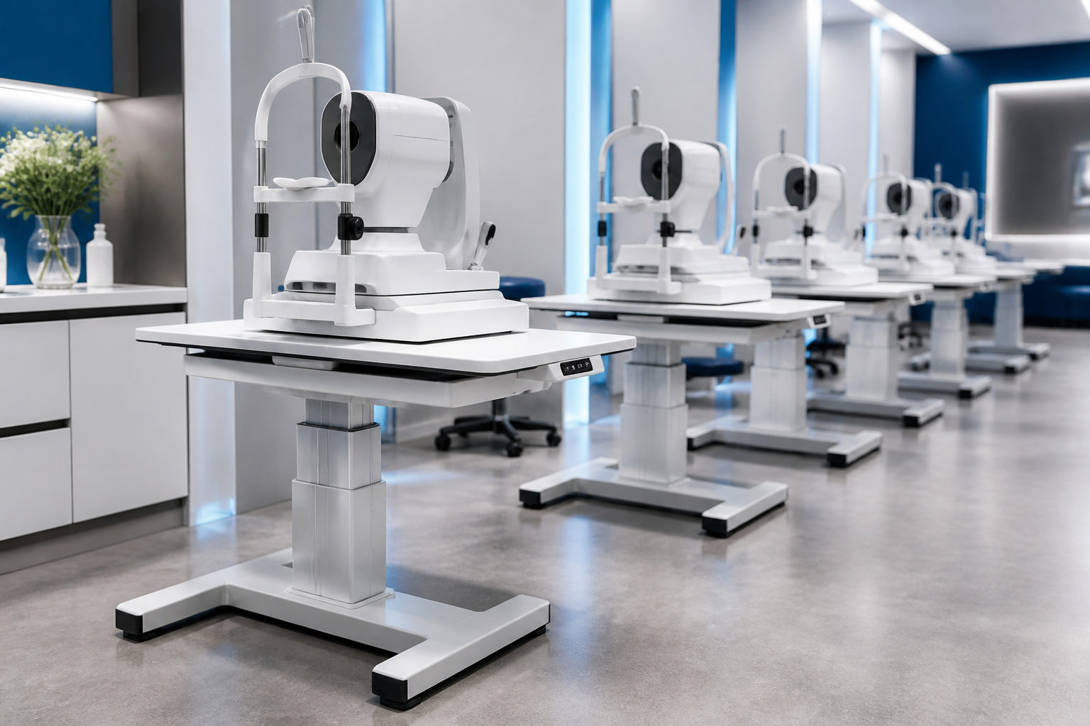 Standardized ophthalmic exam lanes across a multi-location eye care chain